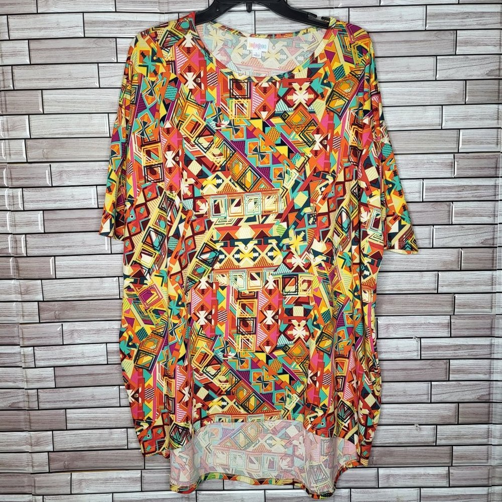 LuLaRoe Women's Size Large Tunic Shirt Multi-Color Top Aztec‎ Design Blouse